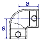 Interclamp 125 Two Way Elbow Tube Clamp Fitting - Technical Drawing 2